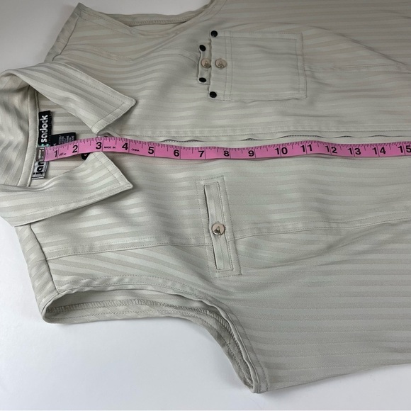 Jamie Sadock Vest Womens Size Medium Beige Collared Striped Zip Up Sleeveless - Picture 8 of 9
